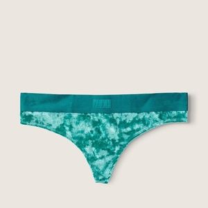 Victoria's Secret PINK Velvet Thong Panty Green Medium NEW